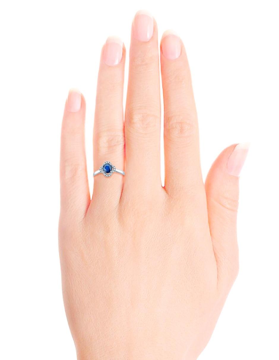 Anillo de flor Margaret 14 k de oro blanco zirconia y diamante pavé 3