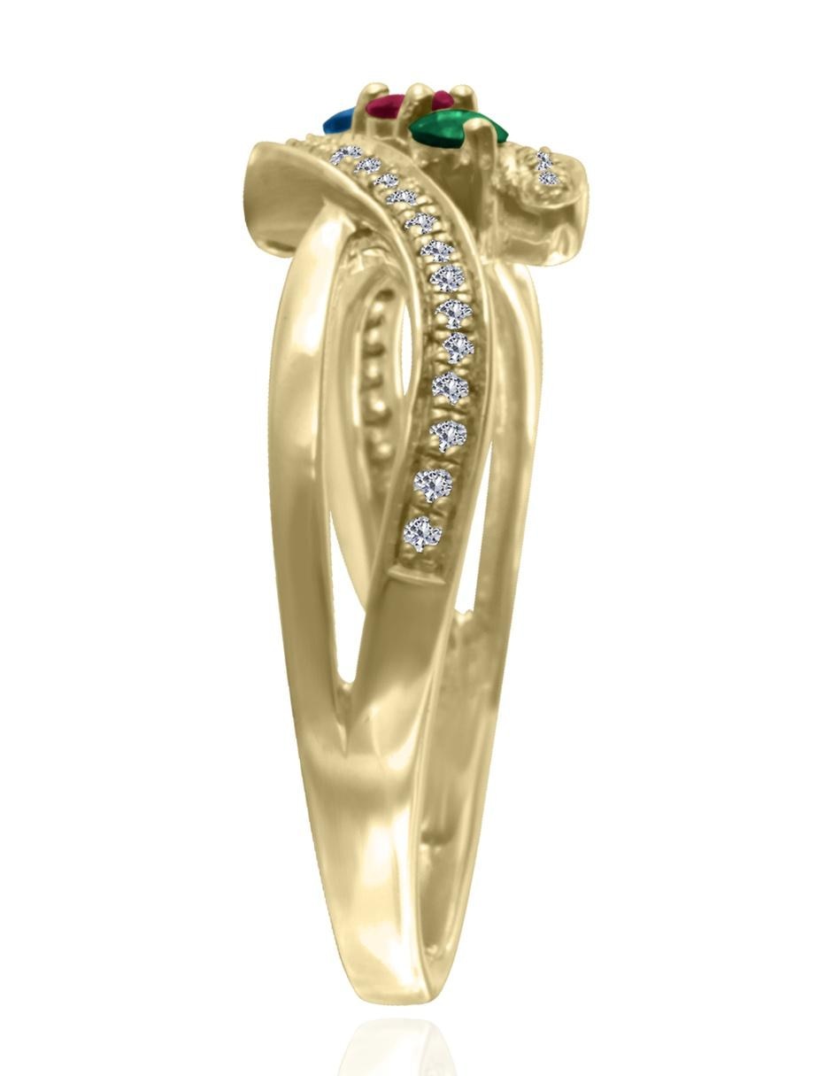 Anillo Altea 14 k de oro amarillo esmeralda, zafiro y rubí brillante 2