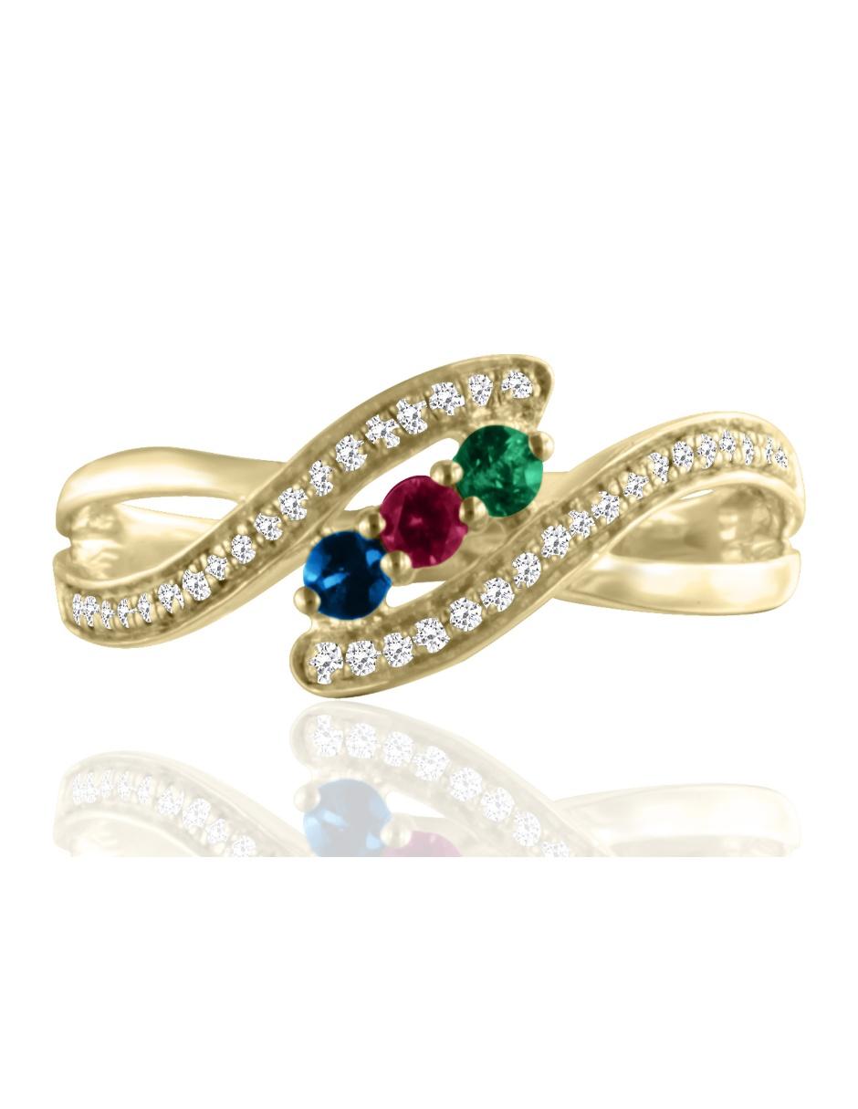 Anillo Altea 14 k de oro amarillo esmeralda, zafiro y rubí brillante 3