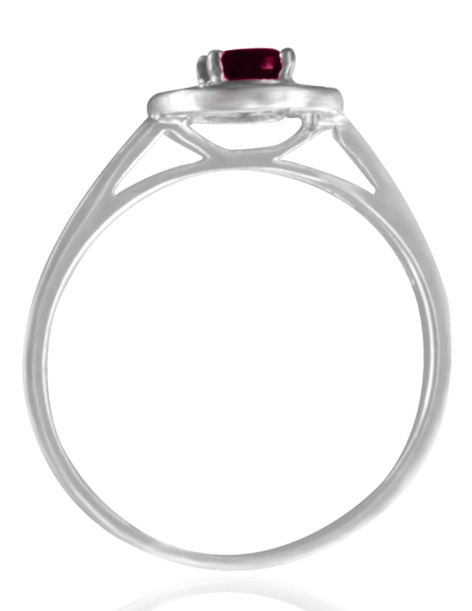 Anillo redondo Clara de oro blanco rubí y diamante pavé 5