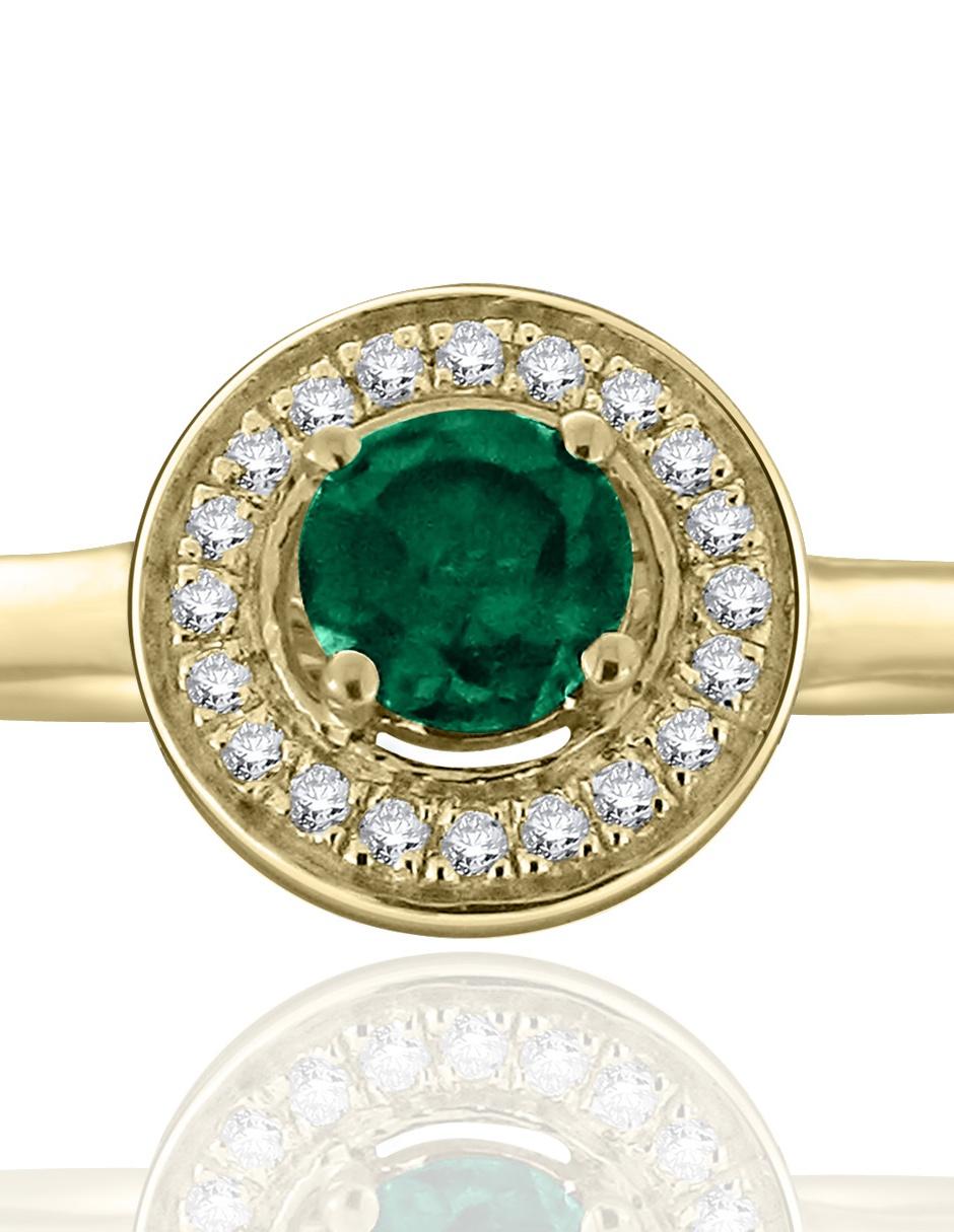 Anillo Clara 14 k de oro amarillo esmeralda y diamante pavé 4