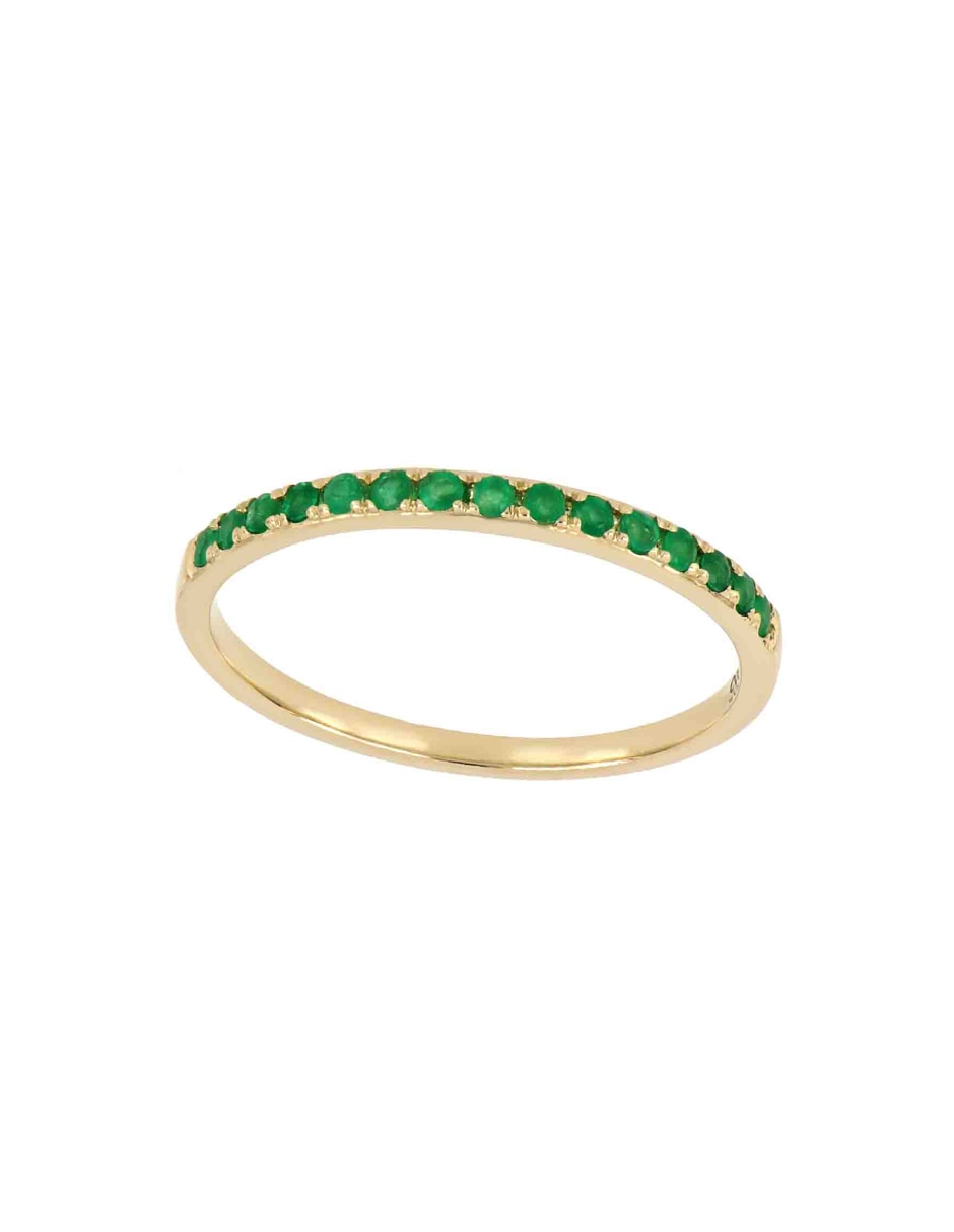 Anillo 14 k de oro amarillo esmeralda pulido 2