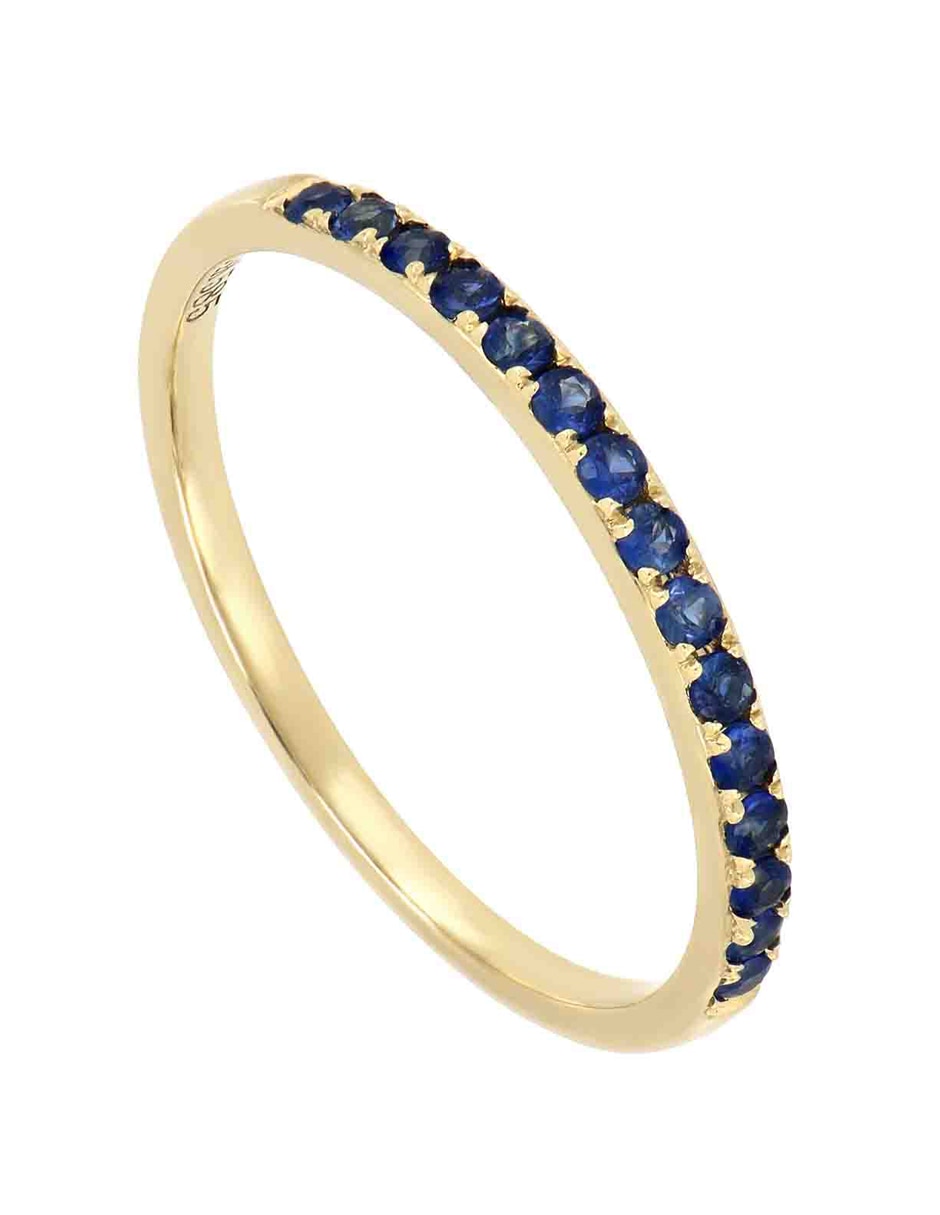 Anillo 14 k de oro amarillo zafiro pulido