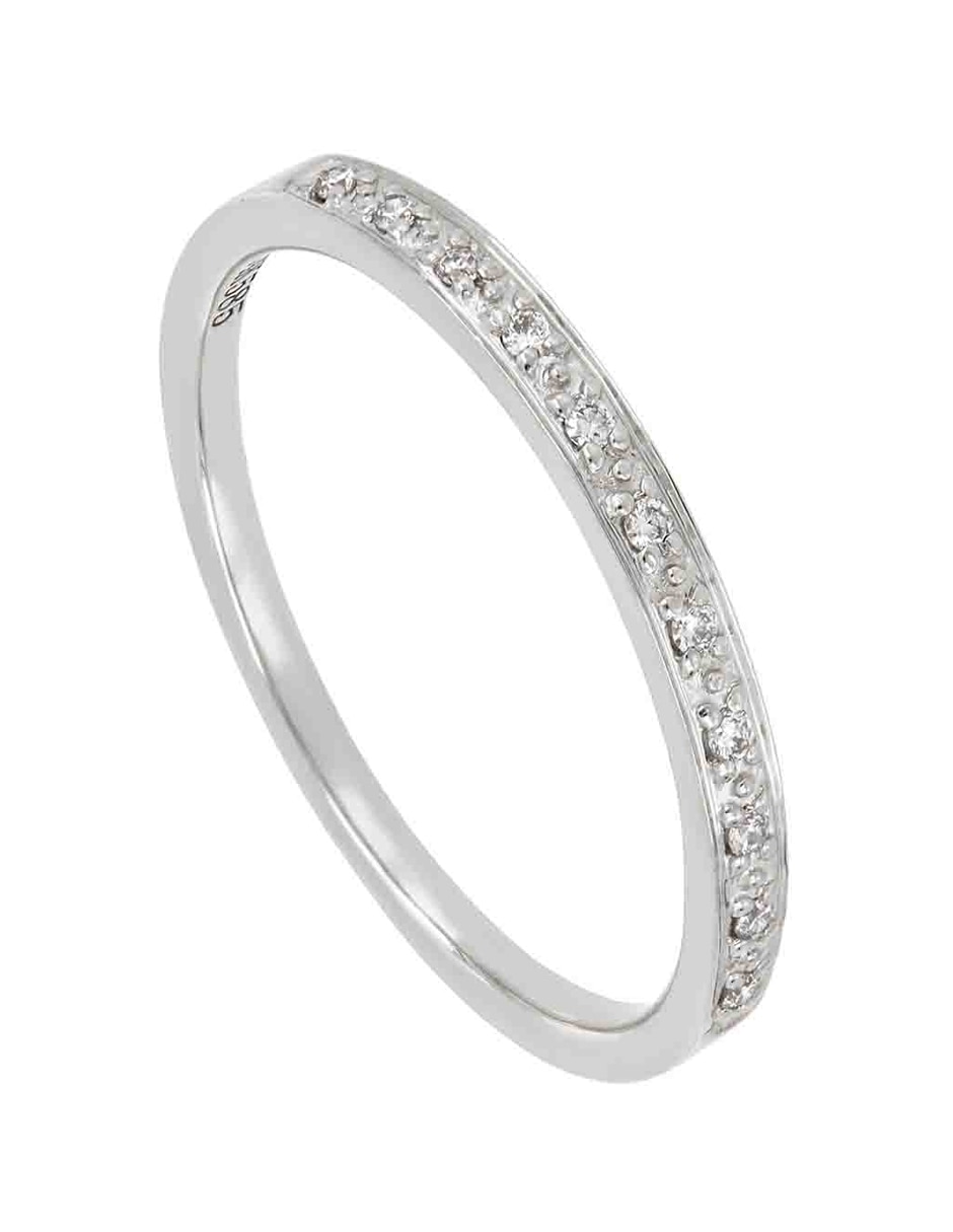 Anillo 14 k de oro blanco diamante pulido