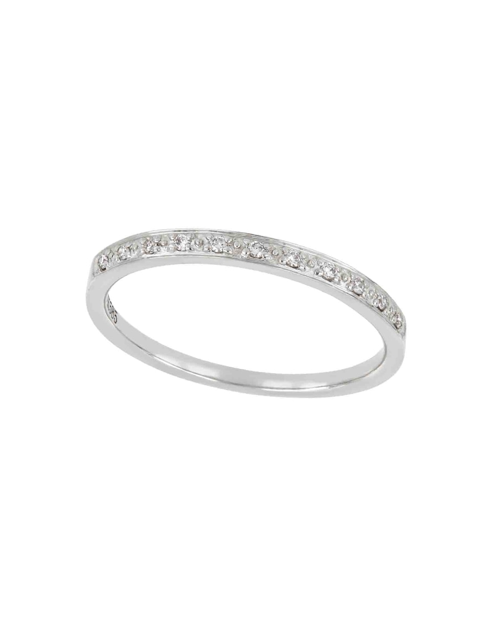 Anillo 14 k de oro blanco diamante pulido 2