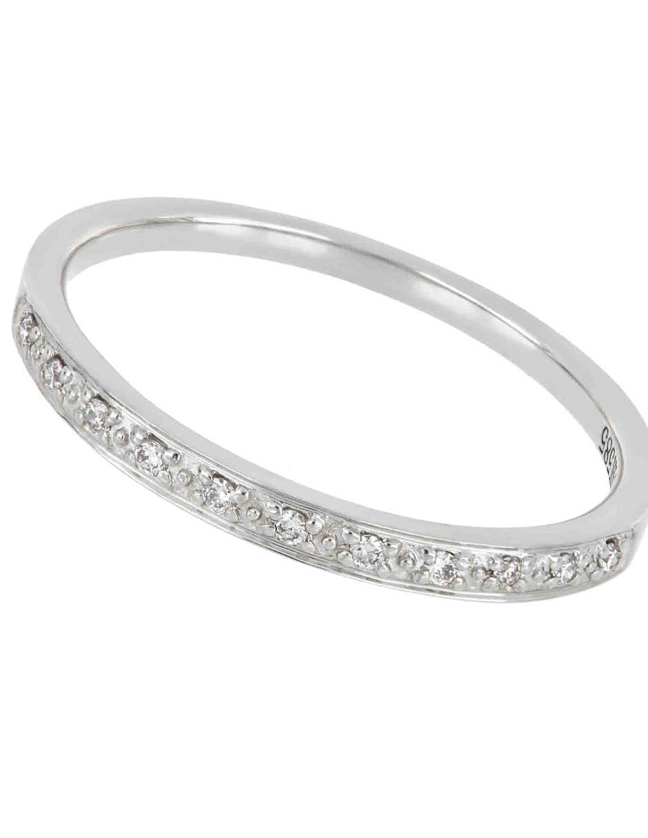 Anillo 14 k de oro blanco diamante pulido 3