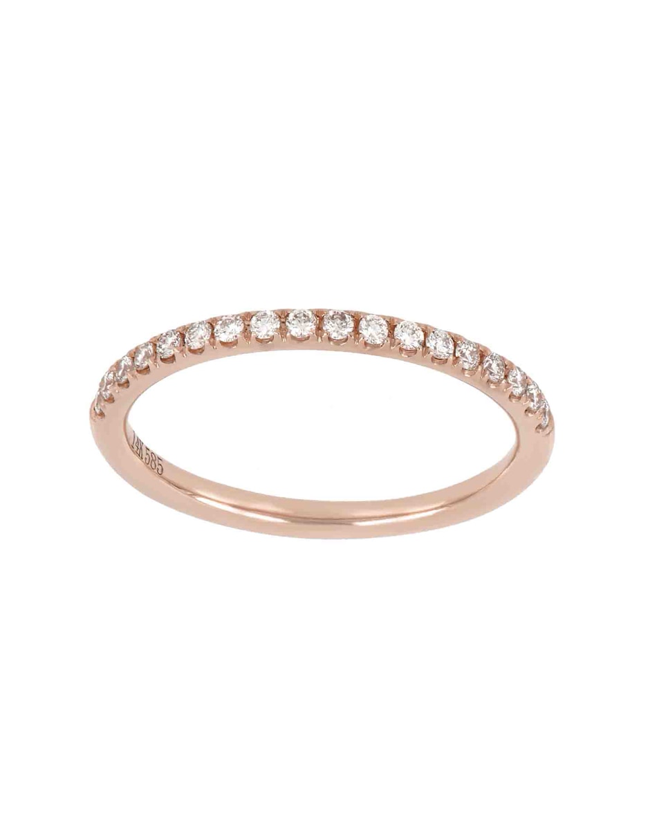 Anillo 14 k de oro rosa diamante pulido