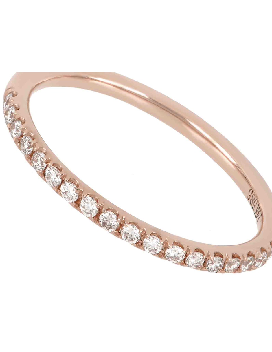 Anillo 14 k de oro rosa diamante pulido 3