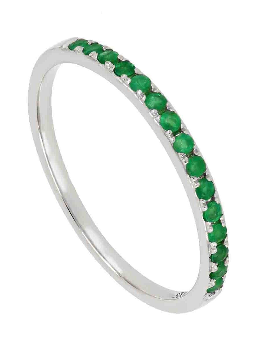Argolla de oro blanco 14 k esmeralda 3