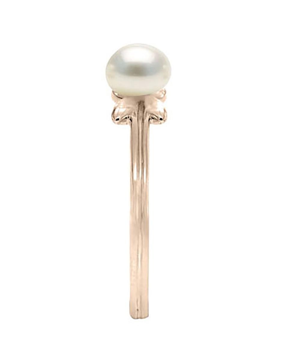 Anillo de flor Rosa 14 k de oro rosa perla brillante 2