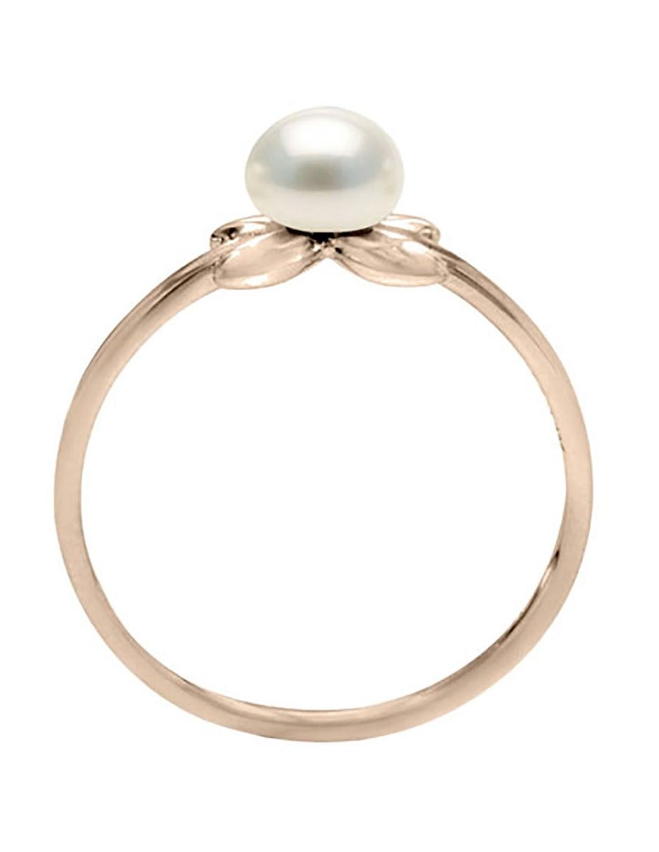Anillo de flor Rosa 14 k de oro rosa perla brillante 4