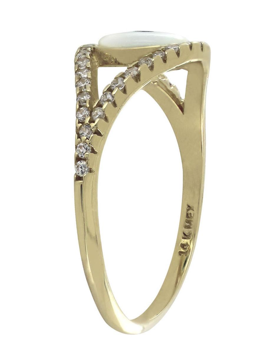 Anillo de ojo 14 k de oro amarillo brillante 4