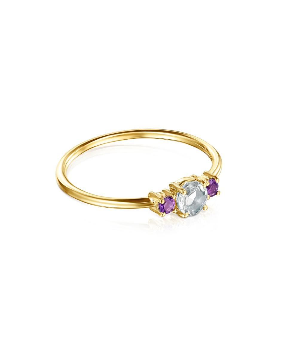 Anillo Ivette 18 k de oro amarillo amatista pavé 2