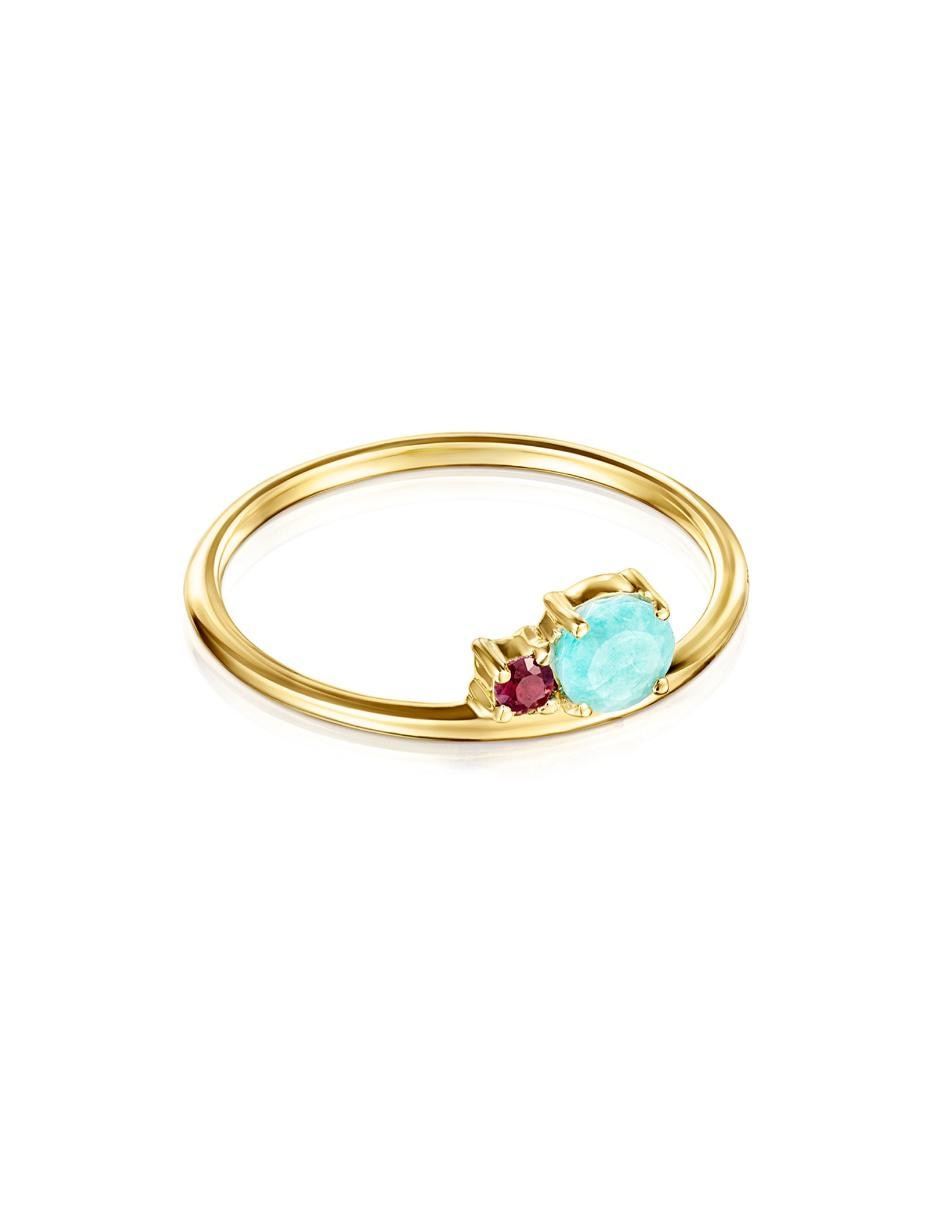 Anillo Ivette 18 k de oro amarillo rubí pavé 2