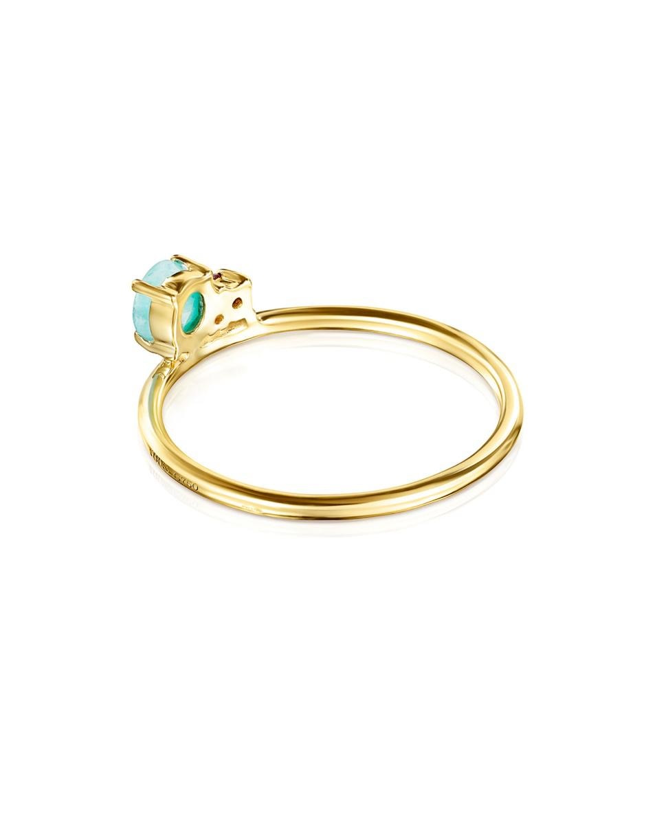 Anillo Ivette 18 k de oro amarillo rubí pavé 3