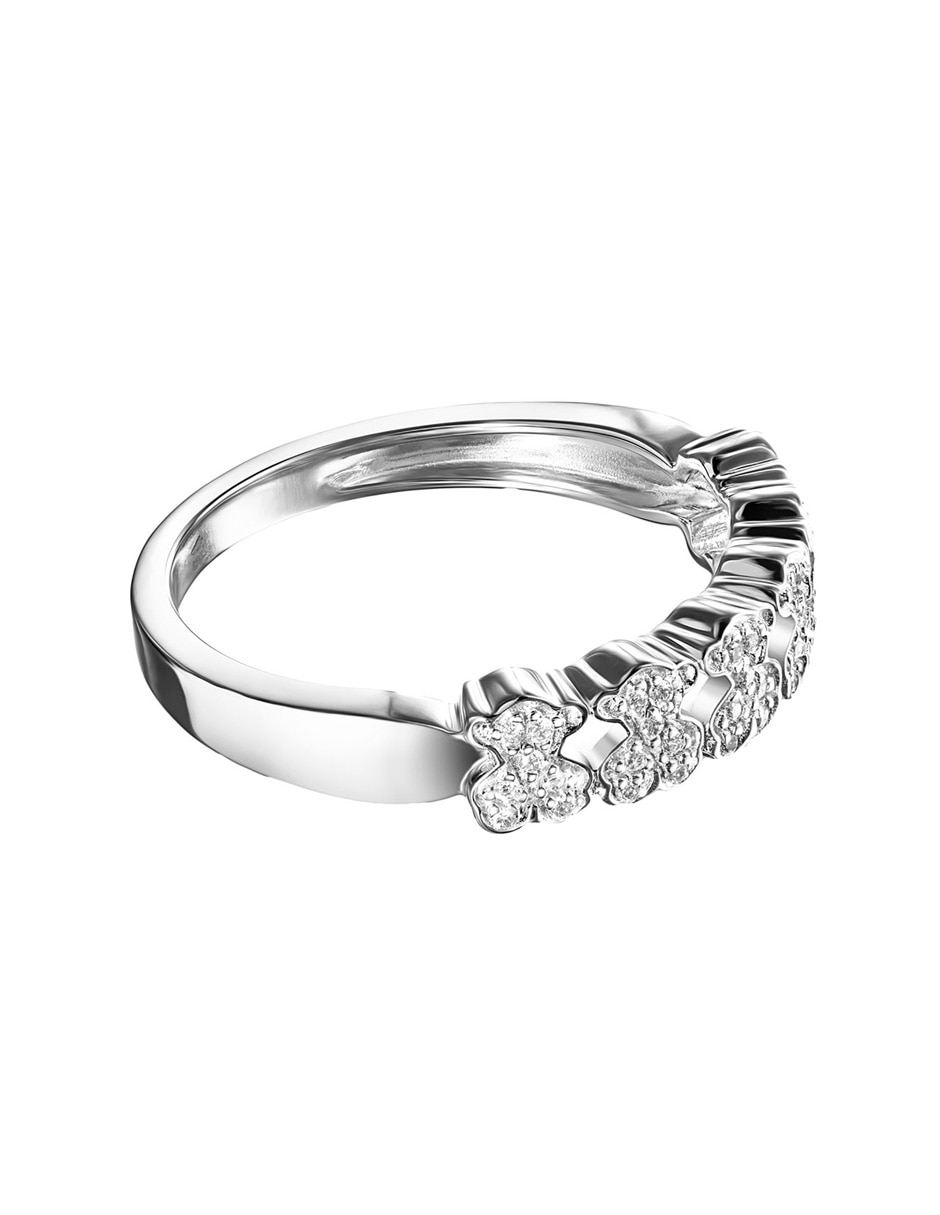 Anillo de oso Puppies 18 k de oro blanco diamante brillante 3