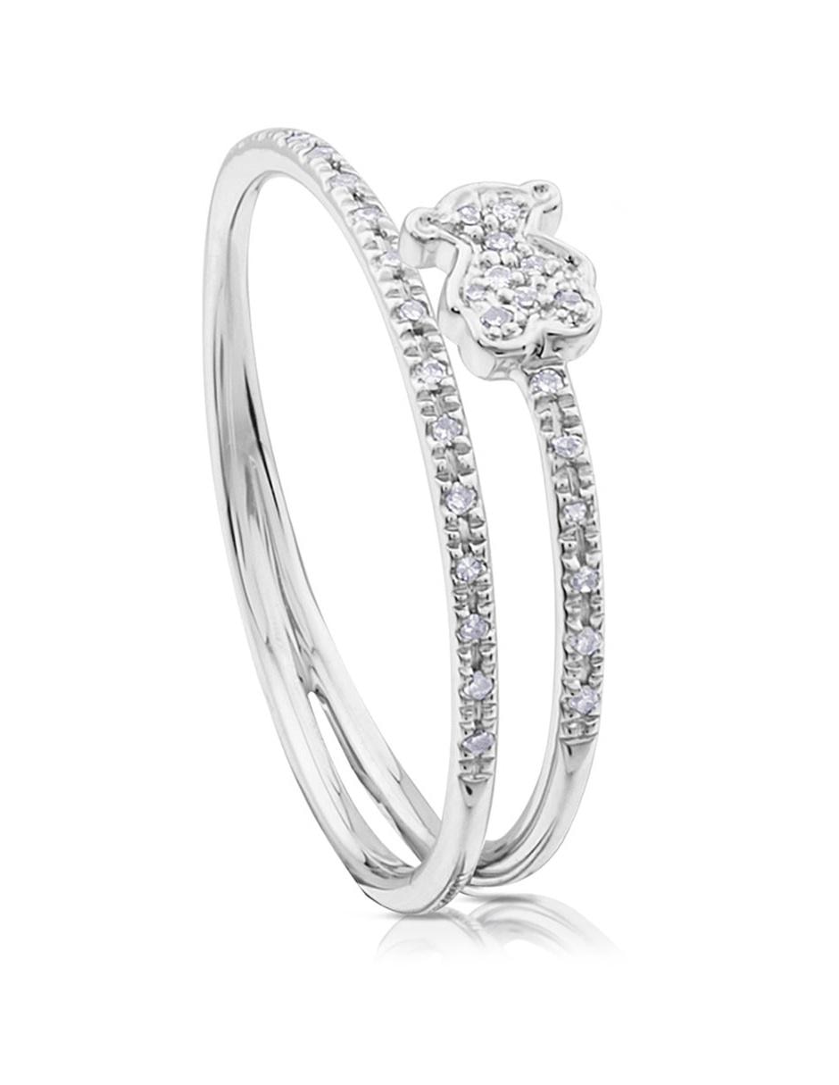 Anillo de oso Sweet Dolls 18 k de oro blanco diamante brillante