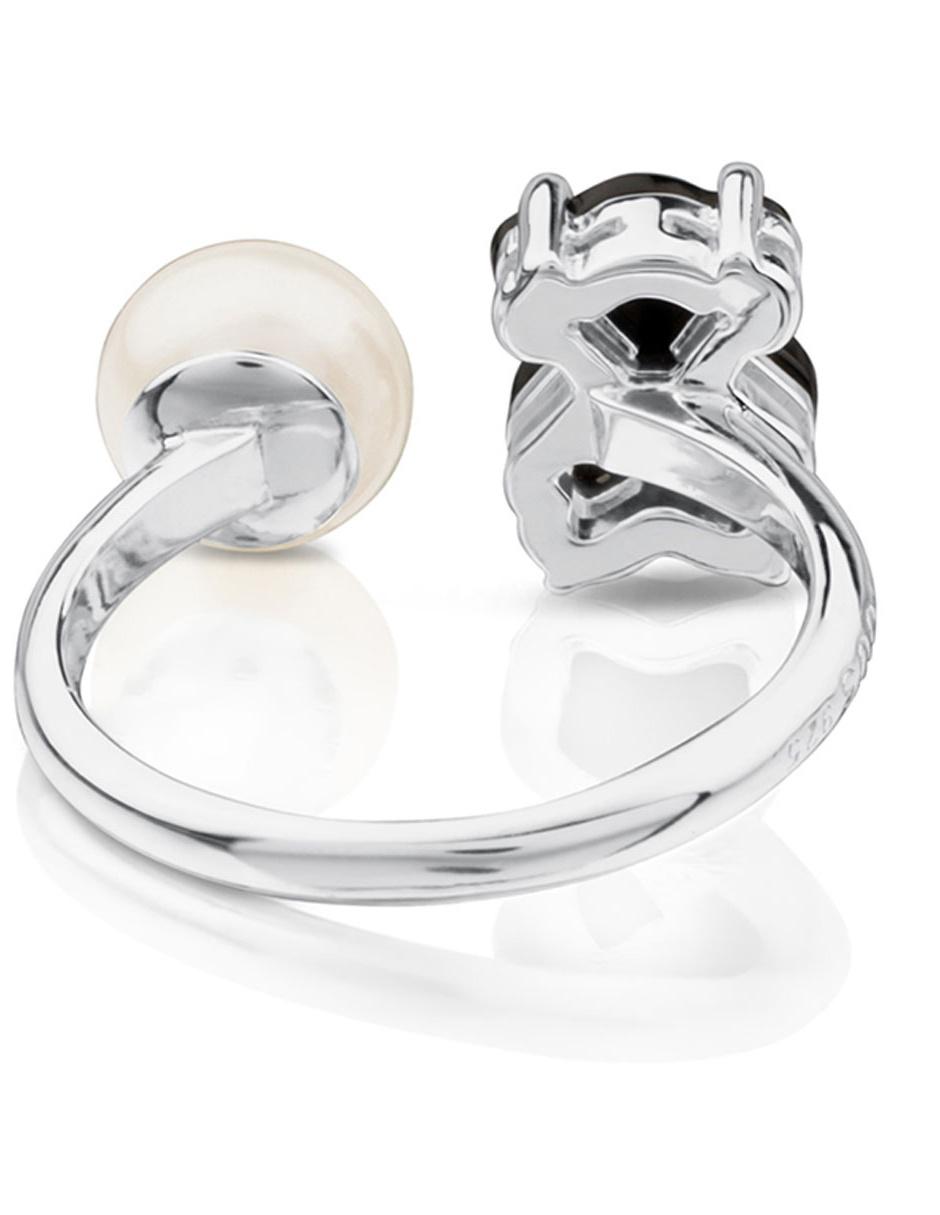 Anillo de oso Erma P 925 de plata ónix y perla brillante 3