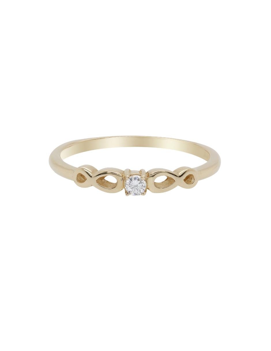 Anillo 14 k de oro amarillo diamante brillante