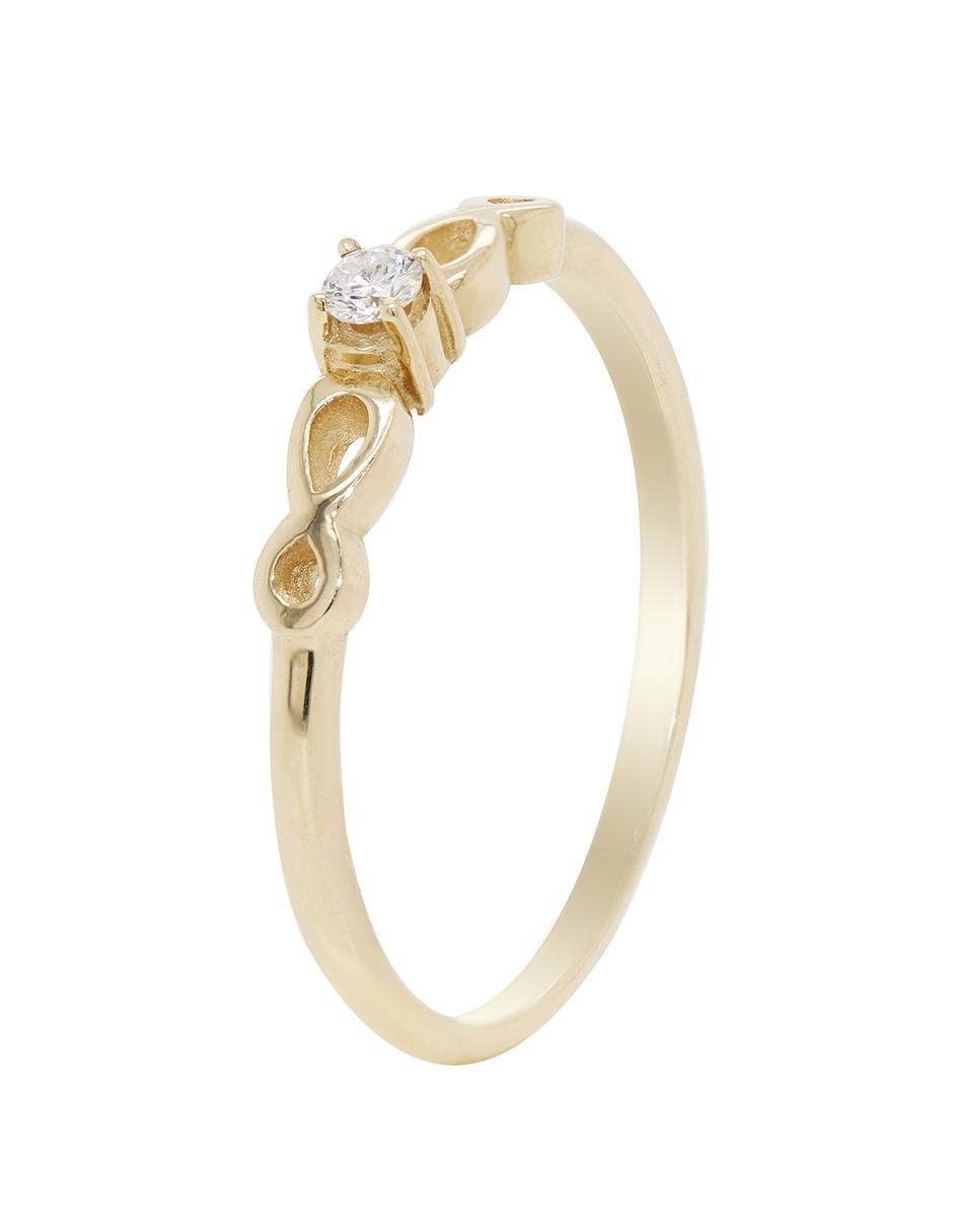 Anillo 14 k de oro amarillo diamante brillante 2