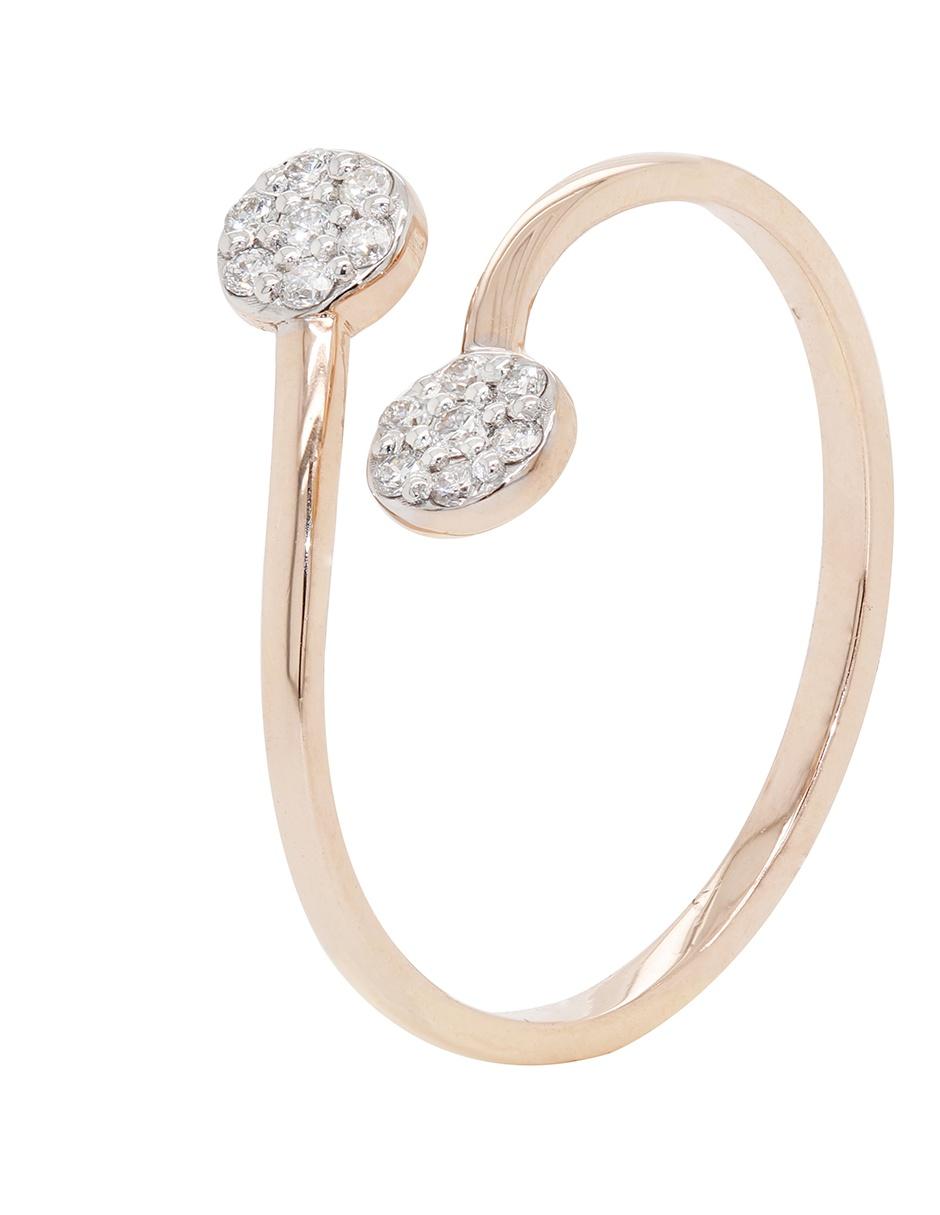 Anillo de flor 14 k de oro rosa diamante brillante 2