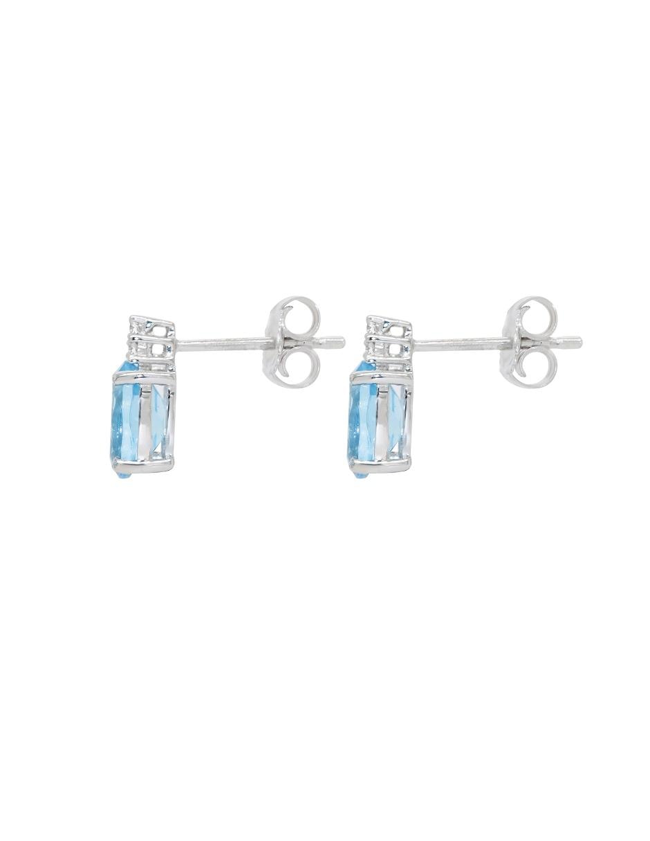 Aretes de aro de oro blanco con acabado pavé topacio 2