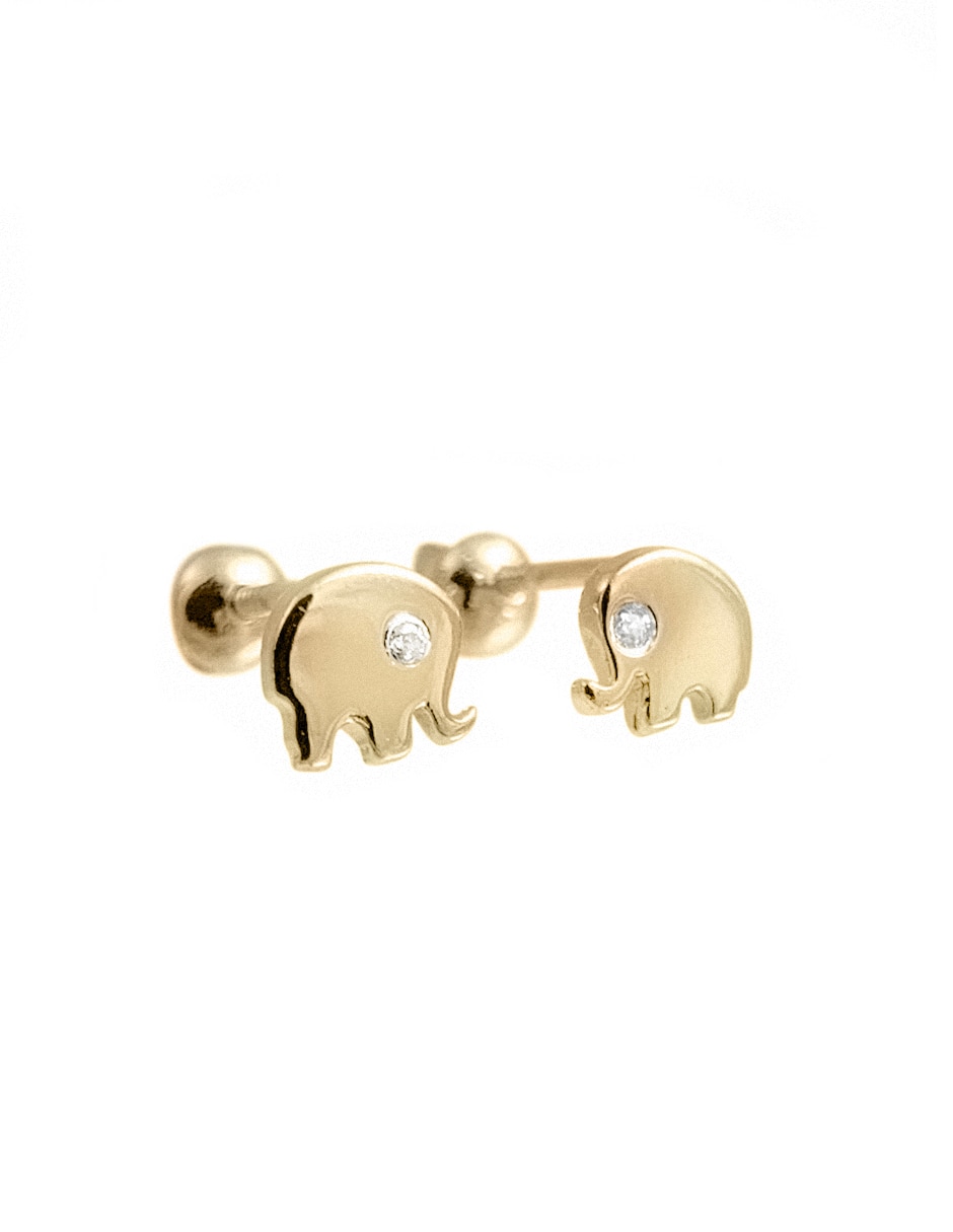 Broqueles de oro blanco 14 K zirconia 2