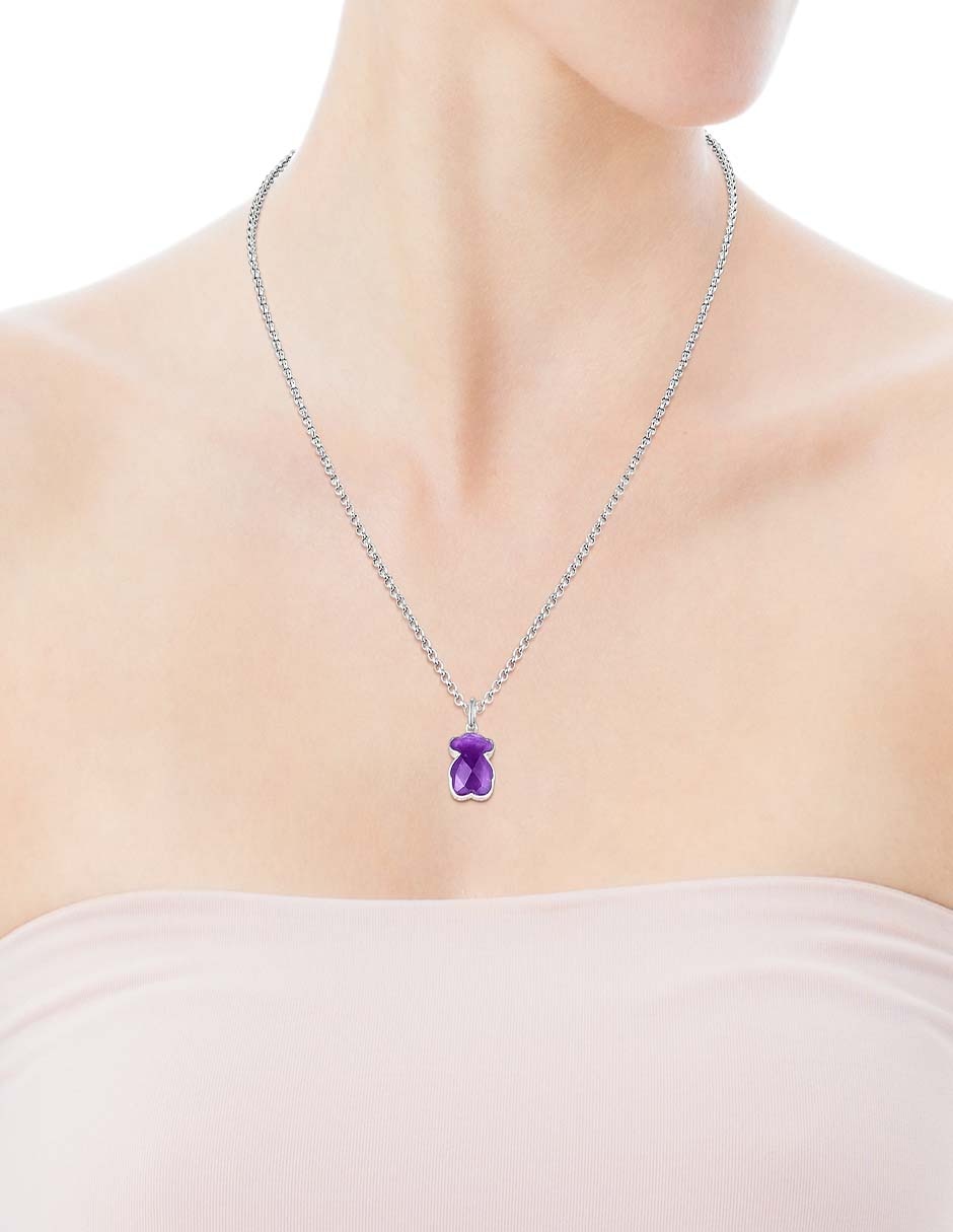 Dije de oso icon color de plata P 925 amatista 2