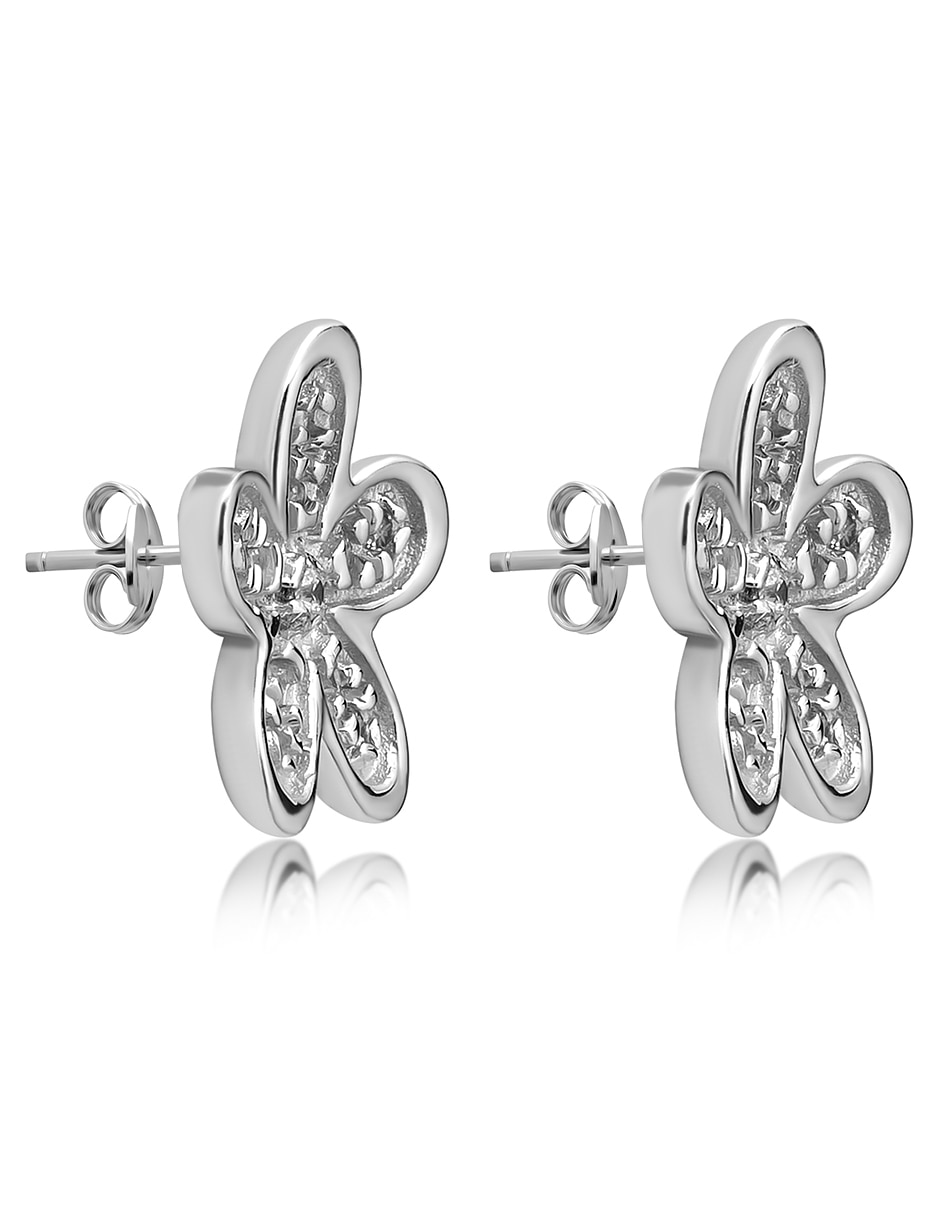 Broqueles de flor de oro 14 K con acabado pavé diamante 2