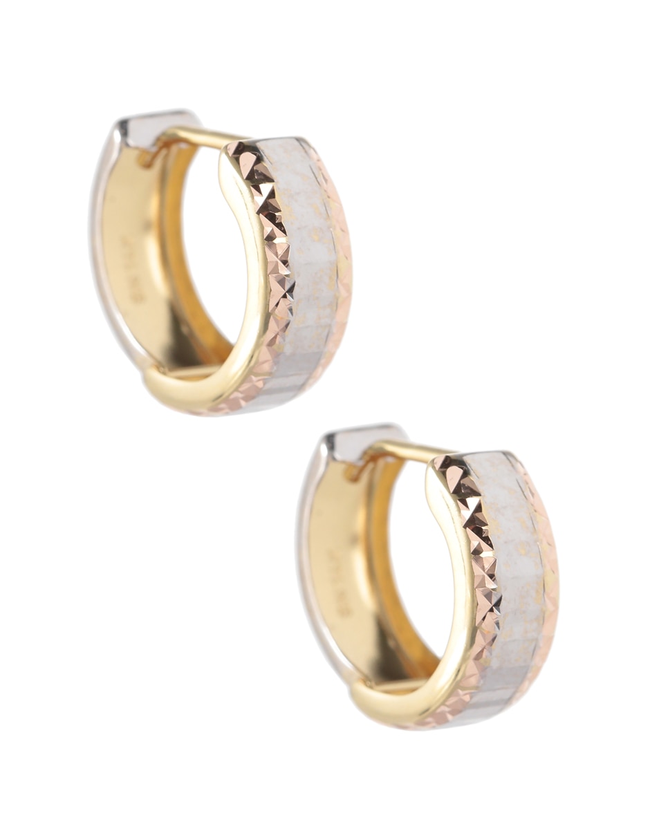 Aretes circulares de oro florentino con acabado brillante 2