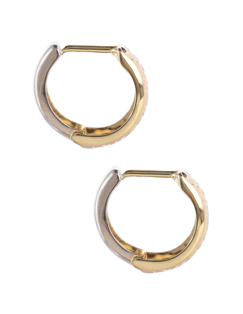 Aretes circulares de oro florentino con acabado brillante 3