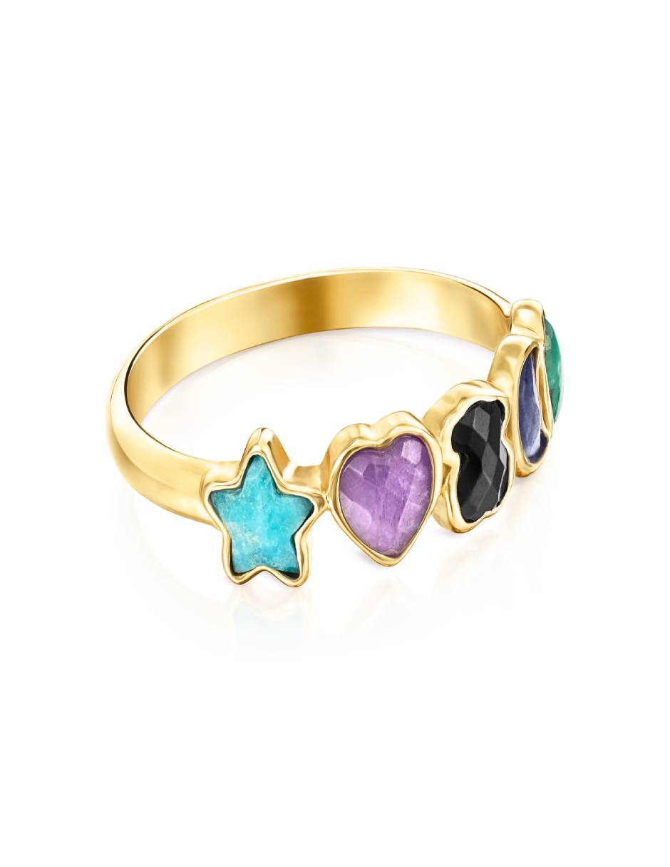 Anillo Glory P 925 de plata vermeil turquesa, amatista y ónix 2