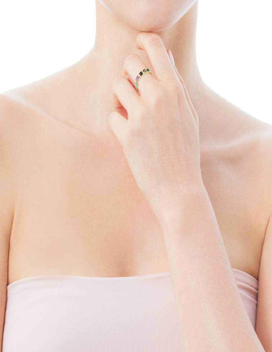 Anillo Glory P 925 de plata vermeil turquesa, amatista y ónix 4