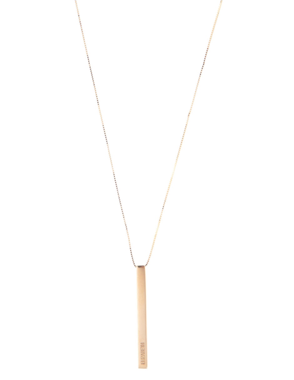 Colgante y dije rectangular de oro 14 K