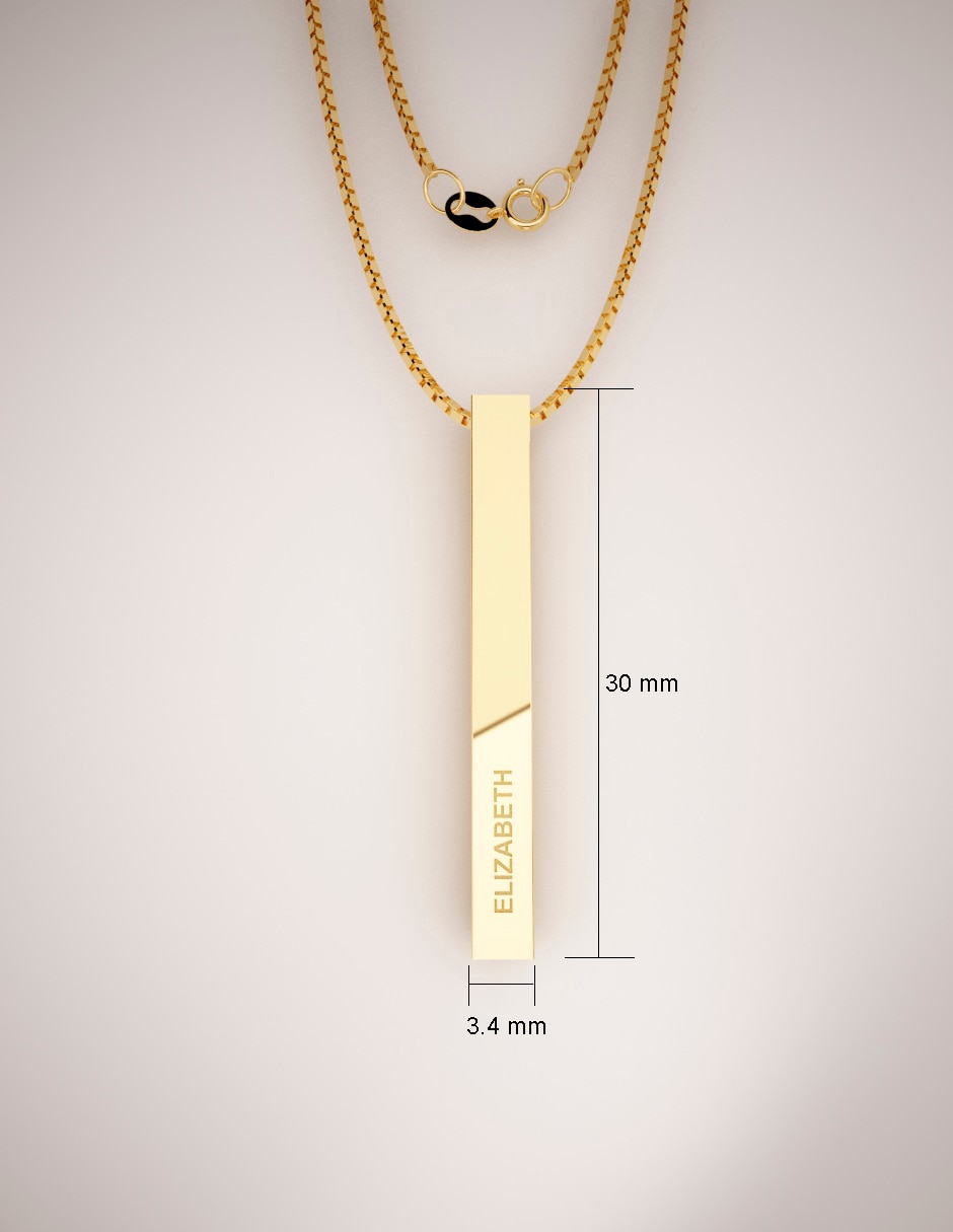 Colgante y dije rectangular de oro 14 K 5