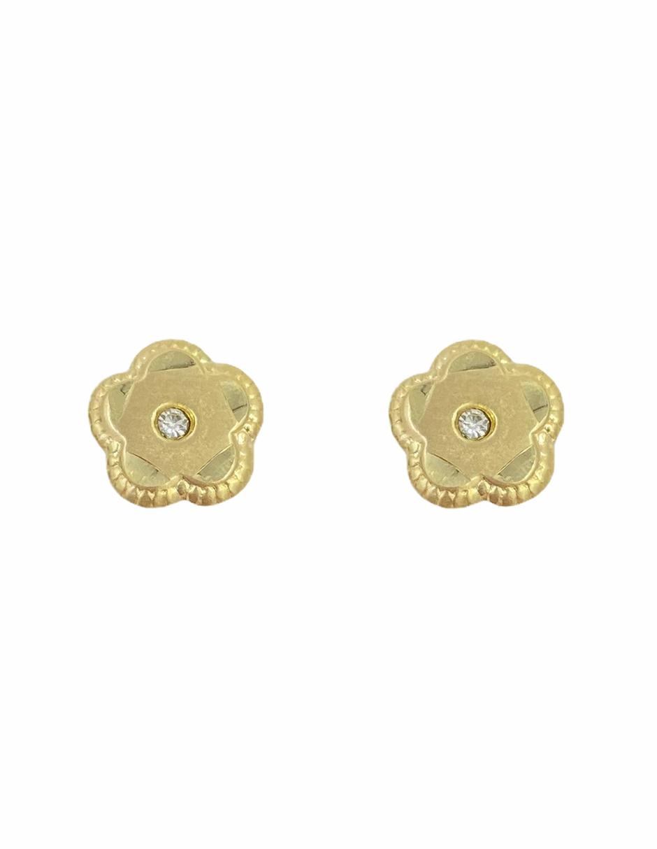 Broqueles de oro con acabado brillante zirconia