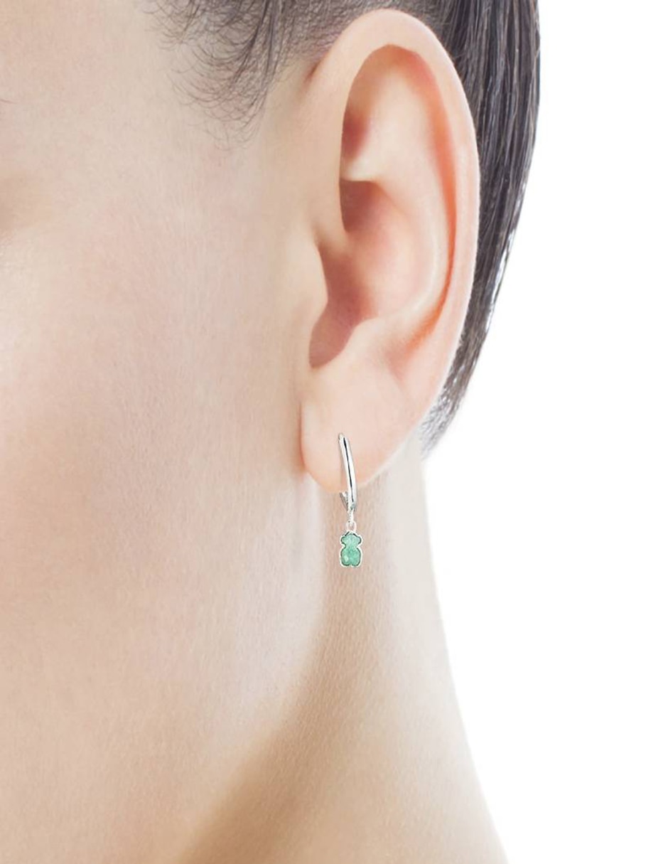 Aretes de plata P 925 con acabado lustre amazonita 2