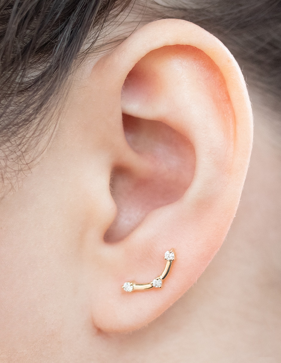 Piercing Star Ear Climbers de oro con acabado brillante diamante 2