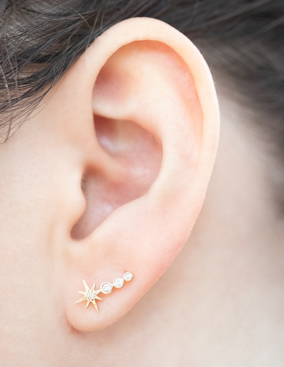 Piercing de oro amarillo 14 K con acabado brillante diamante 2