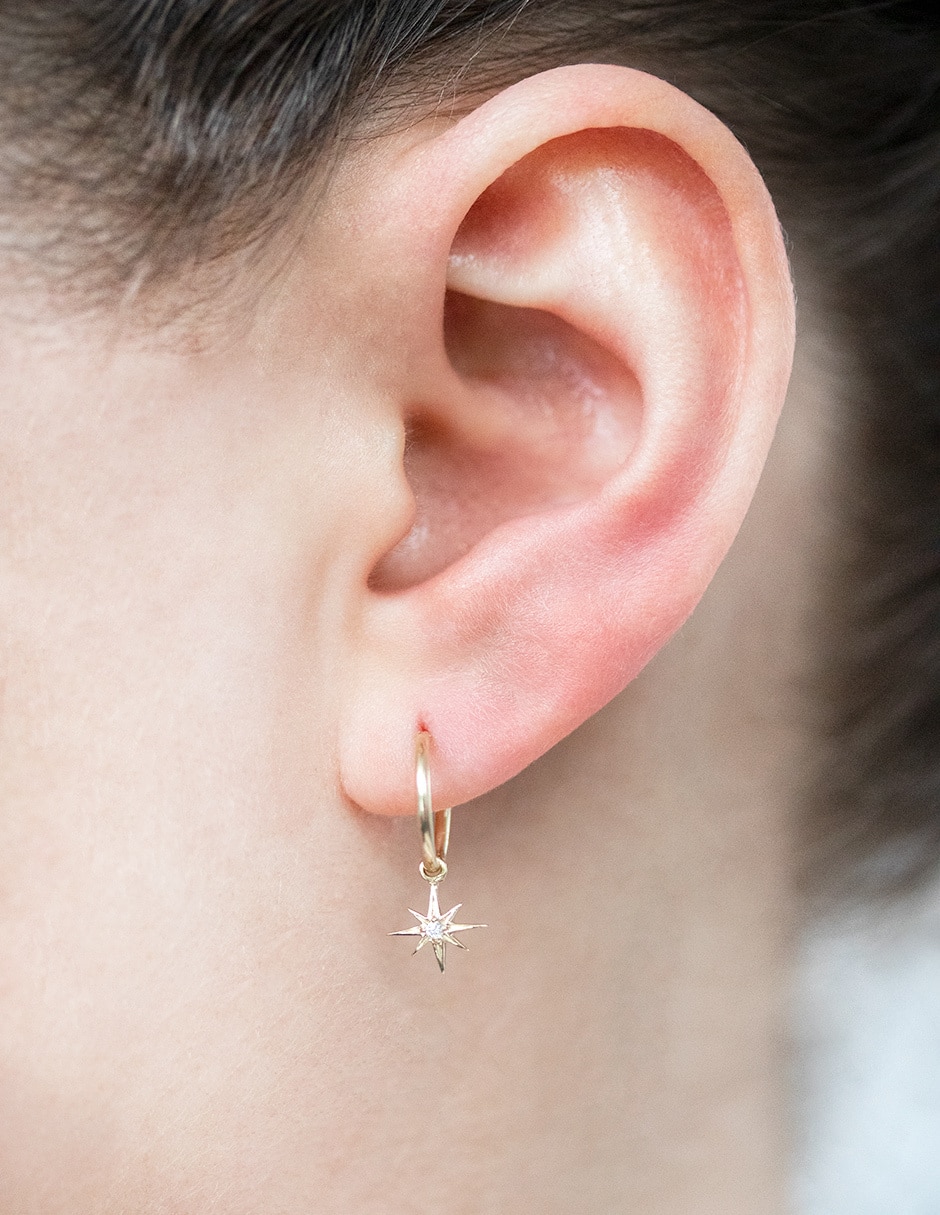 Piercing de oro amarillo 14 K con acabado brillante diamante 2