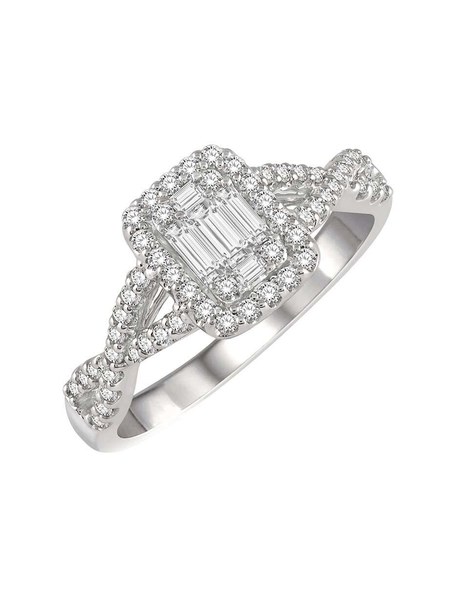 Solitario de oro blanco 14 k diamante