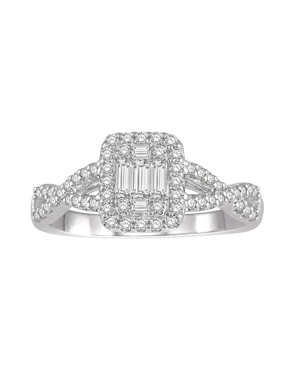 Solitario de oro blanco 14 k diamante