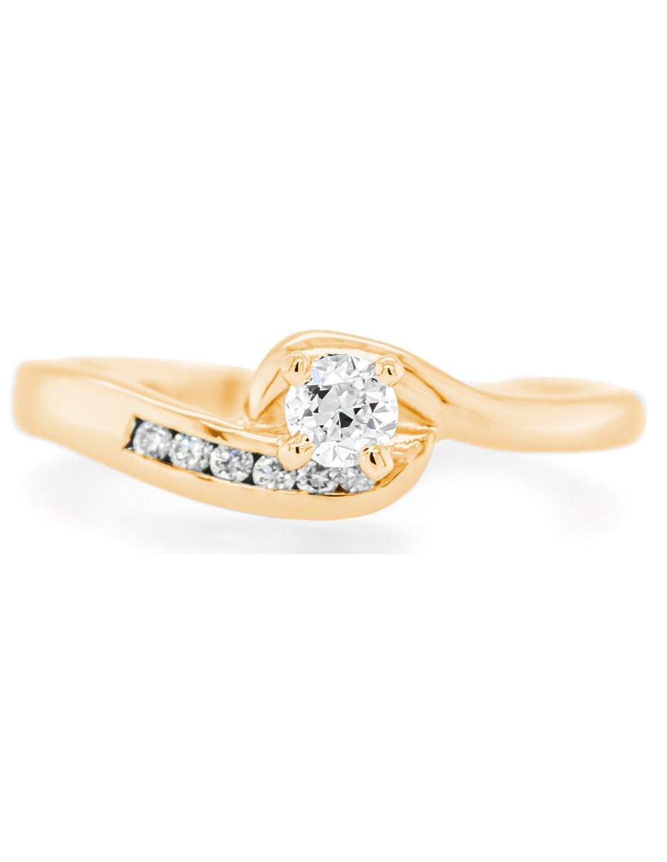 Solitario de oro rosa 14 k diamante