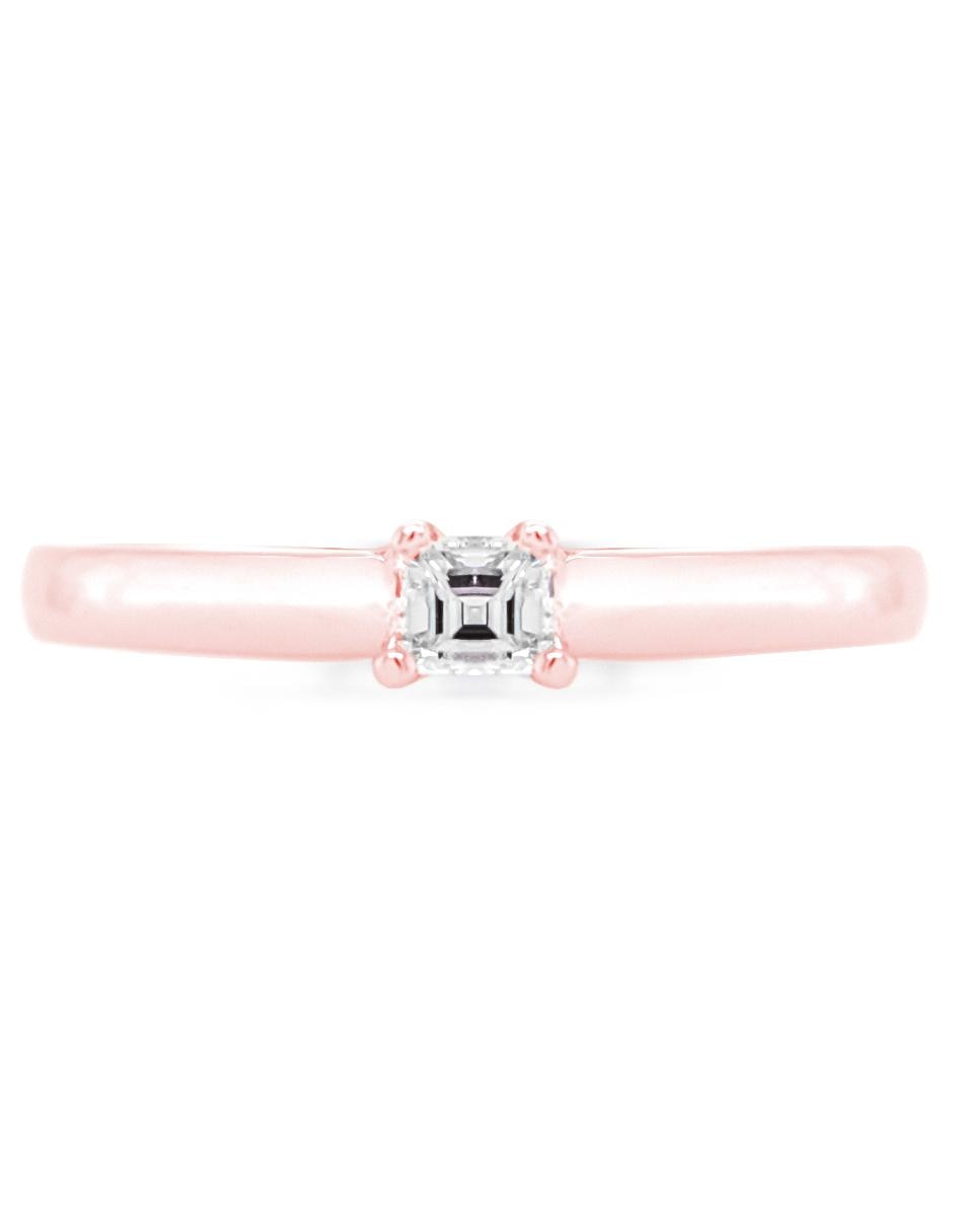 Solitario de oro rosa 14 k diamante 3