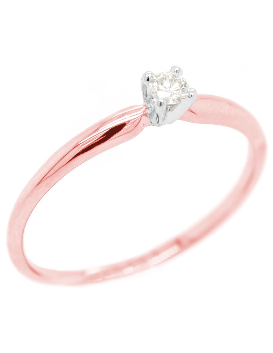 Solitario de oro 14 k diamante