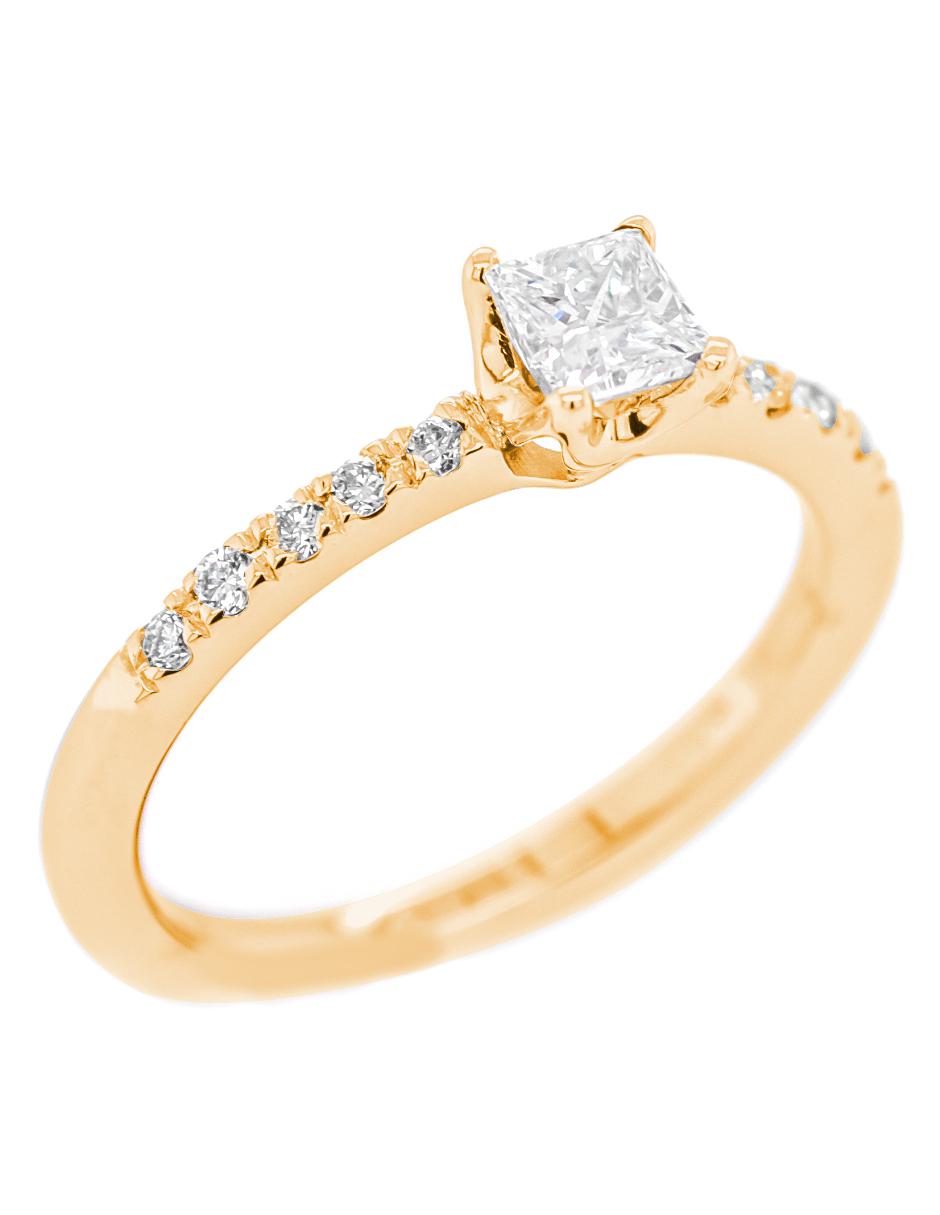 Solitario de oro 14 k diamante