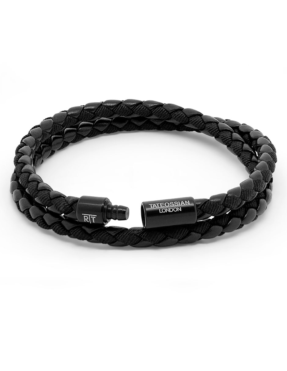 Brazalete Tateossian de piel con acabado mate