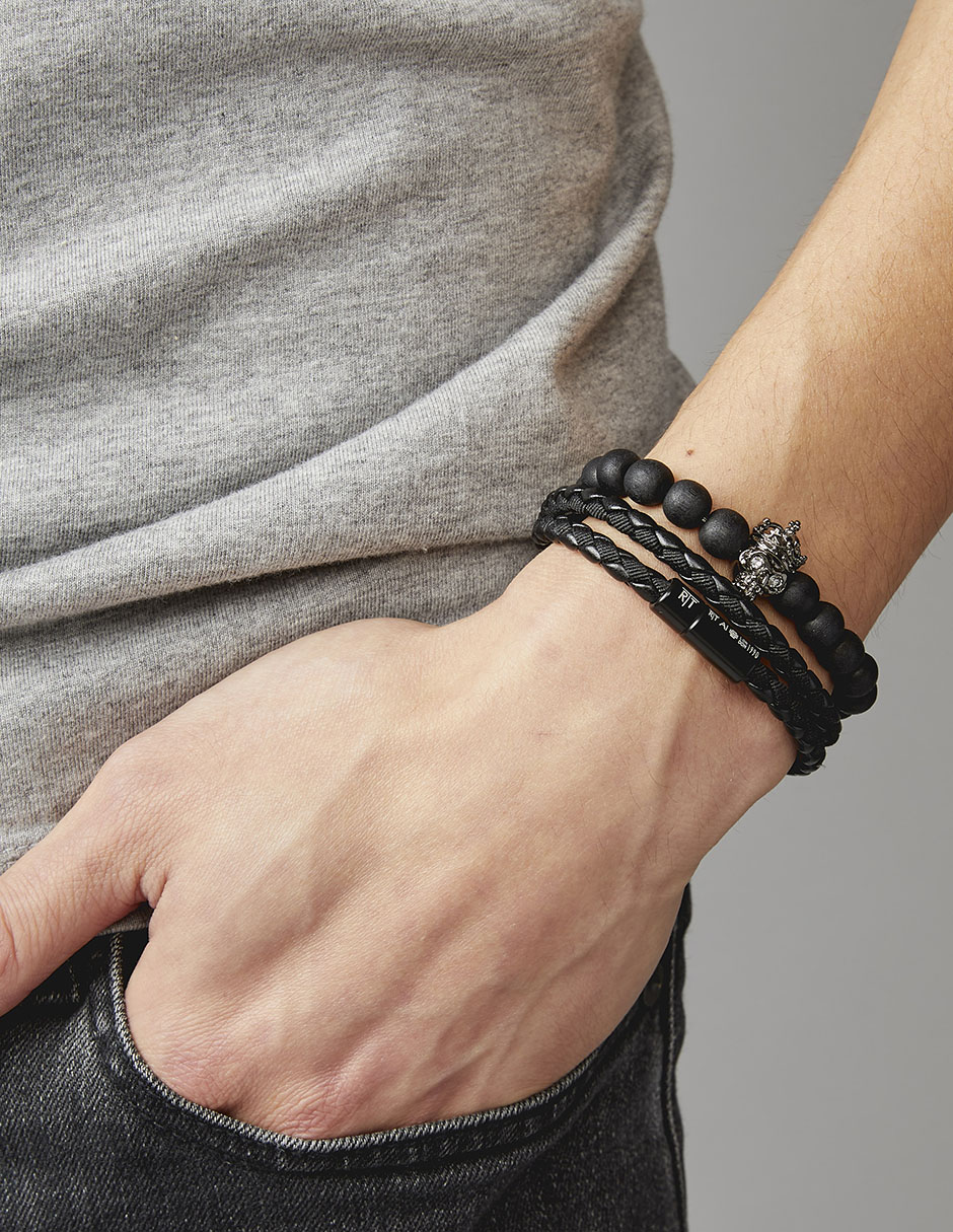 Brazalete Tateossian de piel con acabado mate