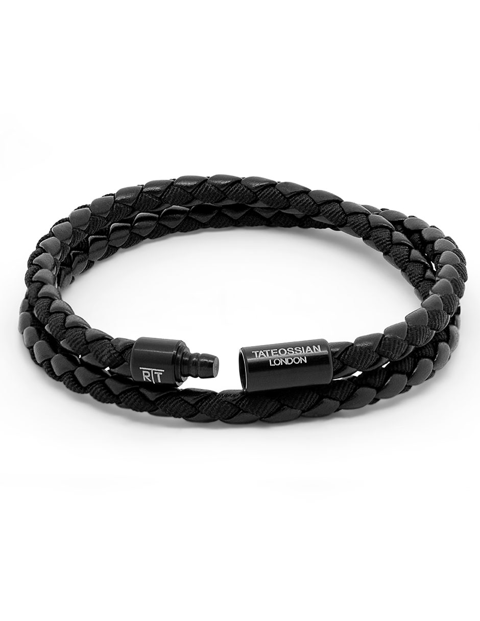 Brazalete Tateossian de piel con acabado mate