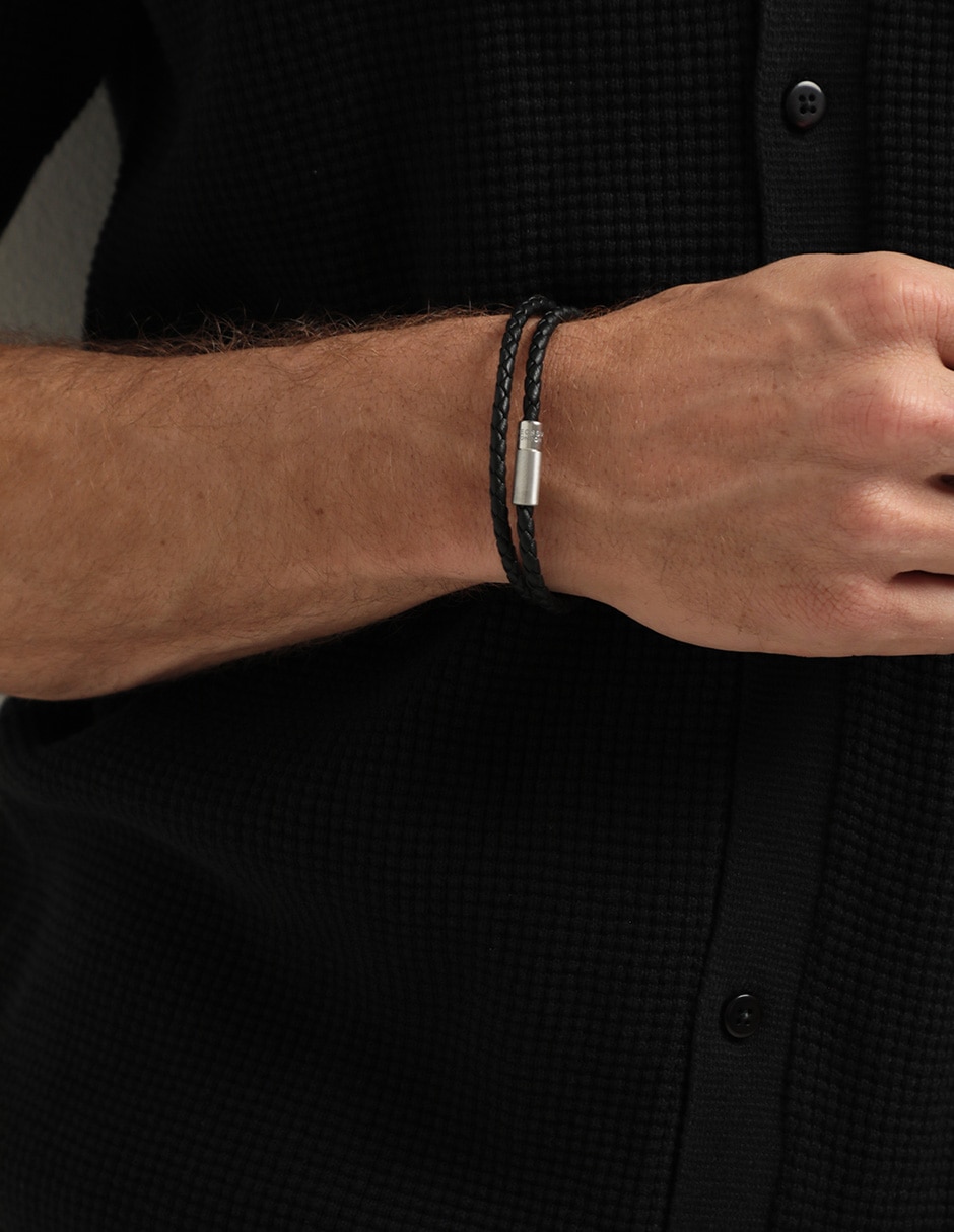 Brazalete Tateossian de piel con acabado mate